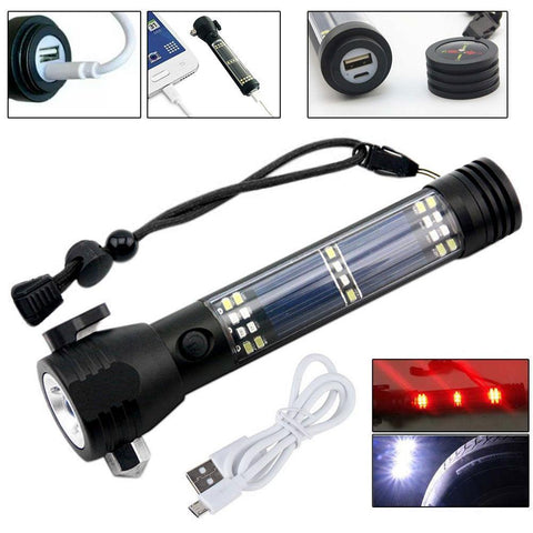 10 in 1 Multifunction Rechargeable Solar Powerful LED Flashlight - Brand New and High Quality Rechargeable Solar Flashlight