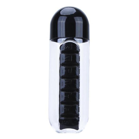 2 in 1 Pill Box Water Bottle - Pill Box Organizer with Water Bottle