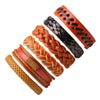 6PCS/SET BLACK WRISTBAND GENUINE LEATHER CHARM BRACELET MEN JEWELRY PUNK WRAP BRAIDED LEATHER BRACELET