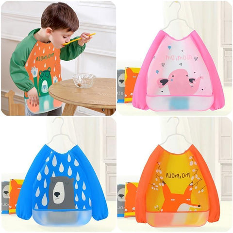 Baby Cartoon Waterproof Bibs Stain Resistant Cape Bib Children Drawing Smock for Children Washable Bib