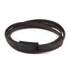 Black Genuine Leather Bracelet Men Black Stainless Steel Clasp Multi Layer Braid Rope Chain Wristband Vintage