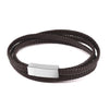 Black Genuine Leather Bracelet Men Black Stainless Steel Clasp Multi Layer Braid Rope Chain Wristband Vintage