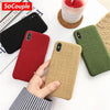 Cloth Texture Ultra Thin Canvas Grid Pattern Case For iPhone