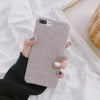 Cloth Texture Ultra Thin Canvas Grid Pattern Case For iPhone