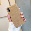 Cloth Texture Ultra Thin Canvas Grid Pattern Case For iPhone