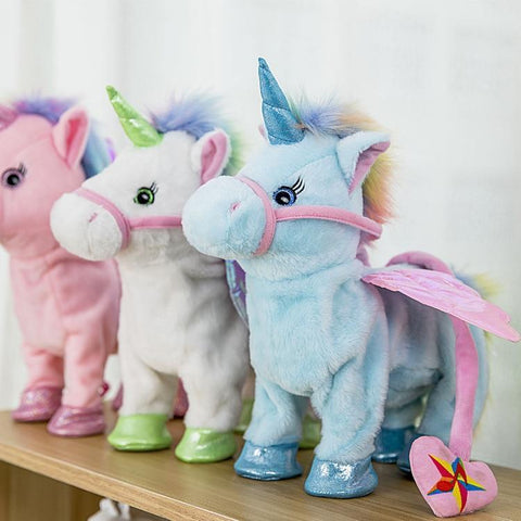 Electric Walking Unicorn Plush Toy Stuffed Animal Music for Children