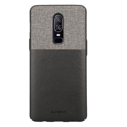 Elegent & Stylish PU Leather Back Case Cover for OnePlus 6 - Black - Luxury pu Leather Back Cover Case