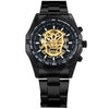 Golden Skeleton Mechanical Watch Men Stainless Steel Strap Luxury