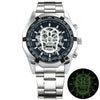 Golden Skeleton Mechanical Watch Men Stainless Steel Strap Luxury