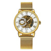 Golden Skeleton Mechanical Watch Men Stainless Steel Strap Luxury