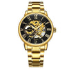 Golden Skeleton Mechanical Watch Men Stainless Steel Strap Luxury