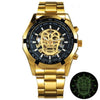 Golden Skeleton Mechanical Watch Men Stainless Steel Strap Luxury