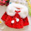 Lovely Faux Fur Coats for Baby Girls Black Dot Clothing made of Wool