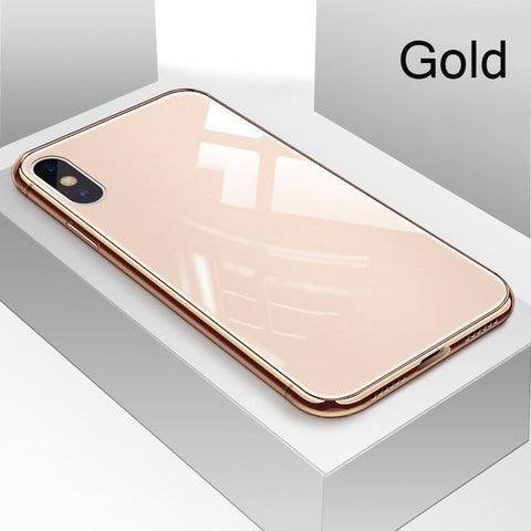 Luxury Plating Edge iPhone Back Case Glass Cover for iPhone