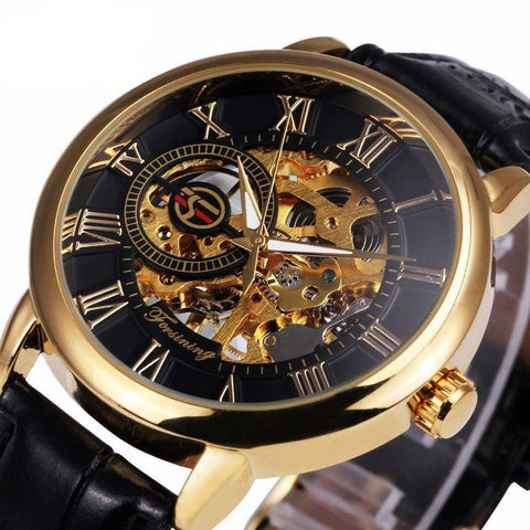 Mens Watches Luxury Mechanical Watch Splendid 3D Hollow Engraving Case Skeleton Dial Sport Watches