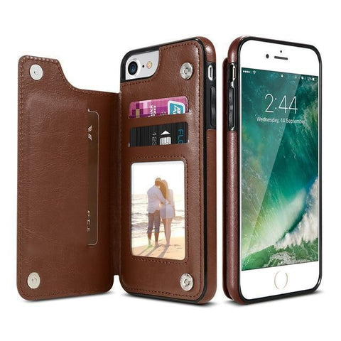 Retro iPhone Leather Wallet Case - Luxury Retro Leather Wallet Case for Iphone