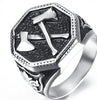 Stainless Steel Viking Battle Axe Ring