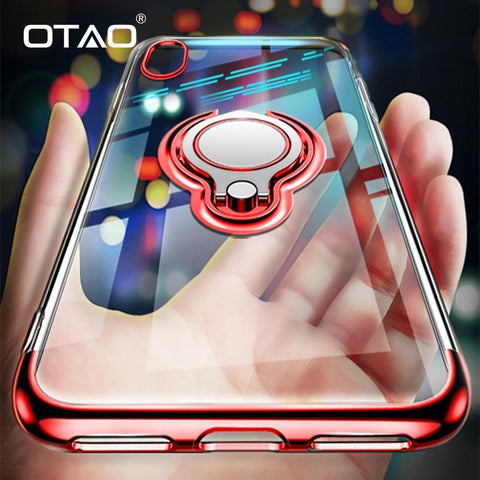 Ultra Thin Transparent iPhone Case With Finger Ring For iPhone XS MAX XR X 8 7 6 6S Plus