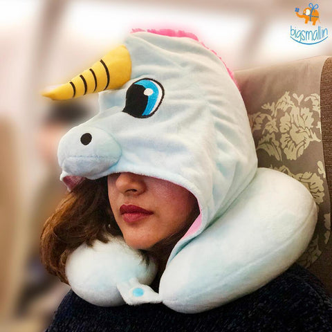 Unicorn Hoodie Neck Pillow - Unicorn Neck Pillow With Hoodie