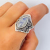 VINTAGE TIBETAN SILVER HEALING CRYSTAL RINGS BOHO ANTIQUE INDIAN MOONSTONE RING FINE JEWELRY GIRLS LADIES