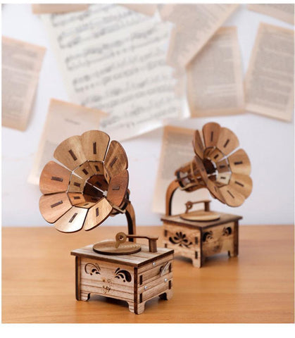 Wooden DIY Phonograph Music Box